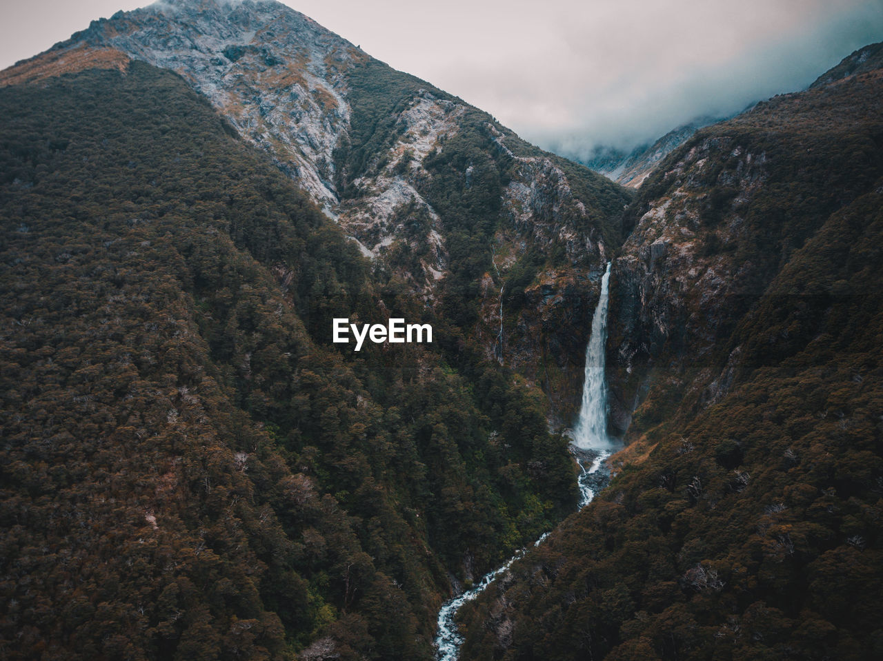 High angle view of waterfall