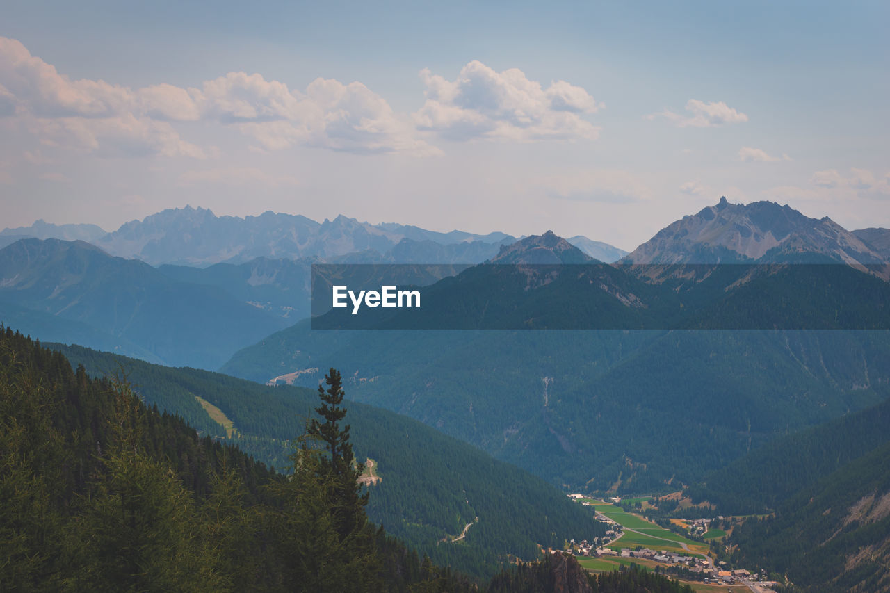 Scenic view of mountains against sky