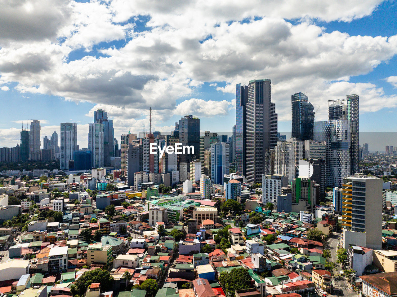 high angle view of buildings in city