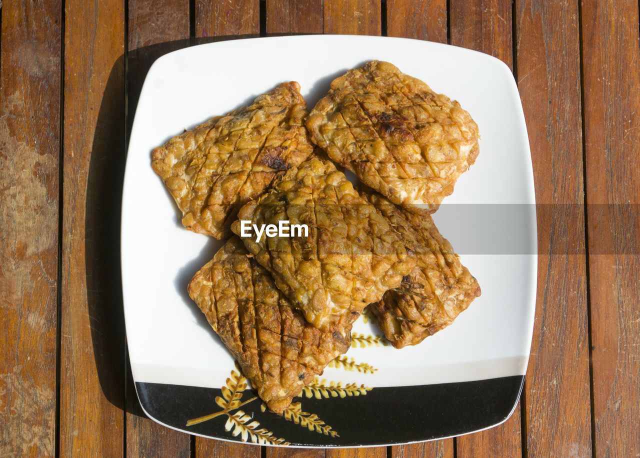 Fried tempeh. tempeh is a traditional soy product originating from indonesia