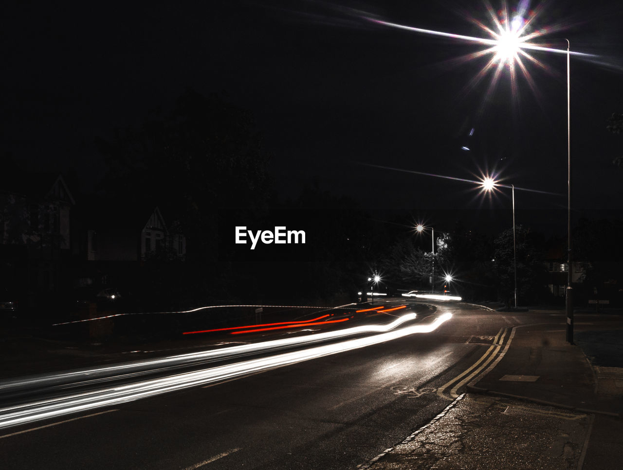 LIGHT TRAILS ON ROAD