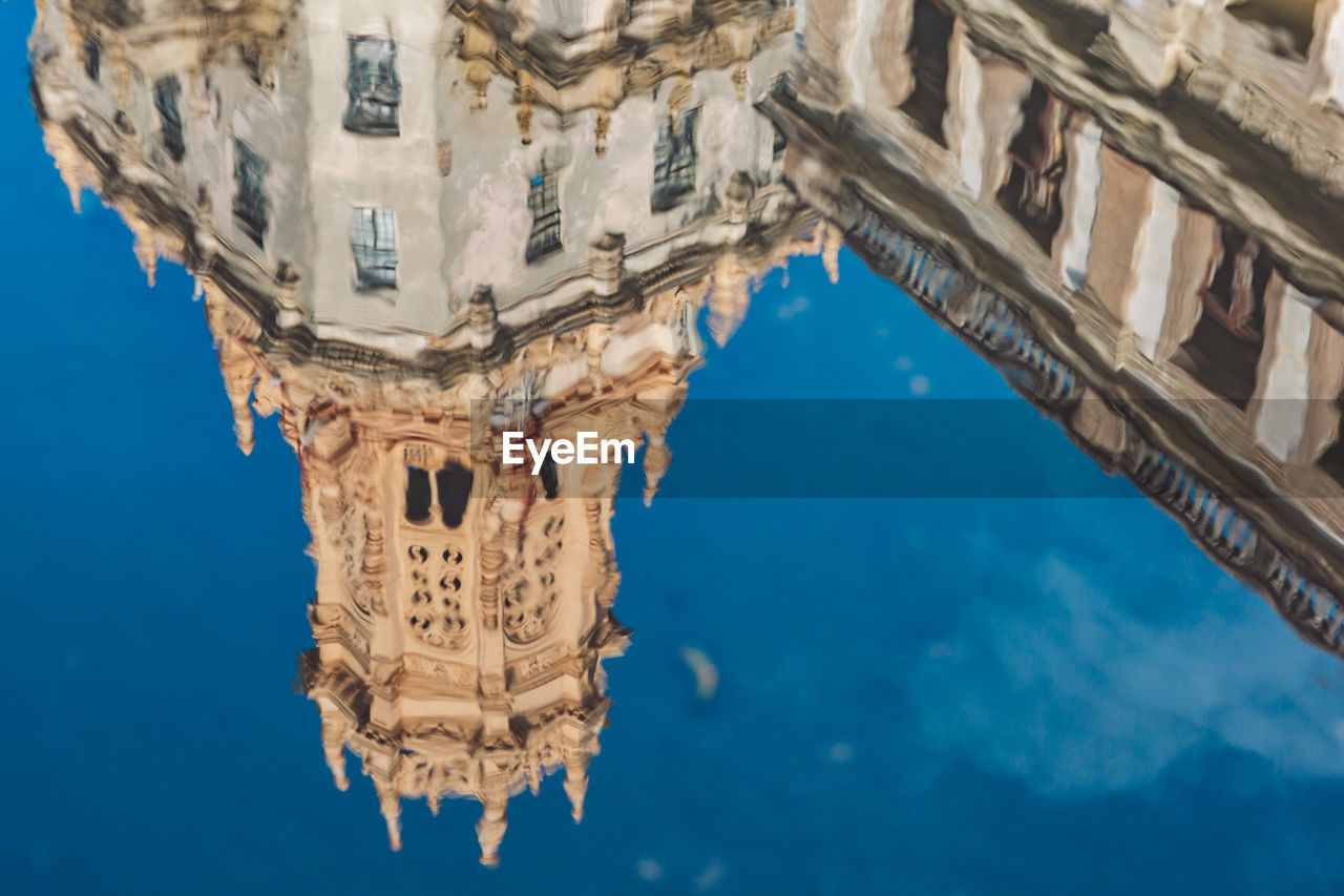 Low angle view of a building reflection 