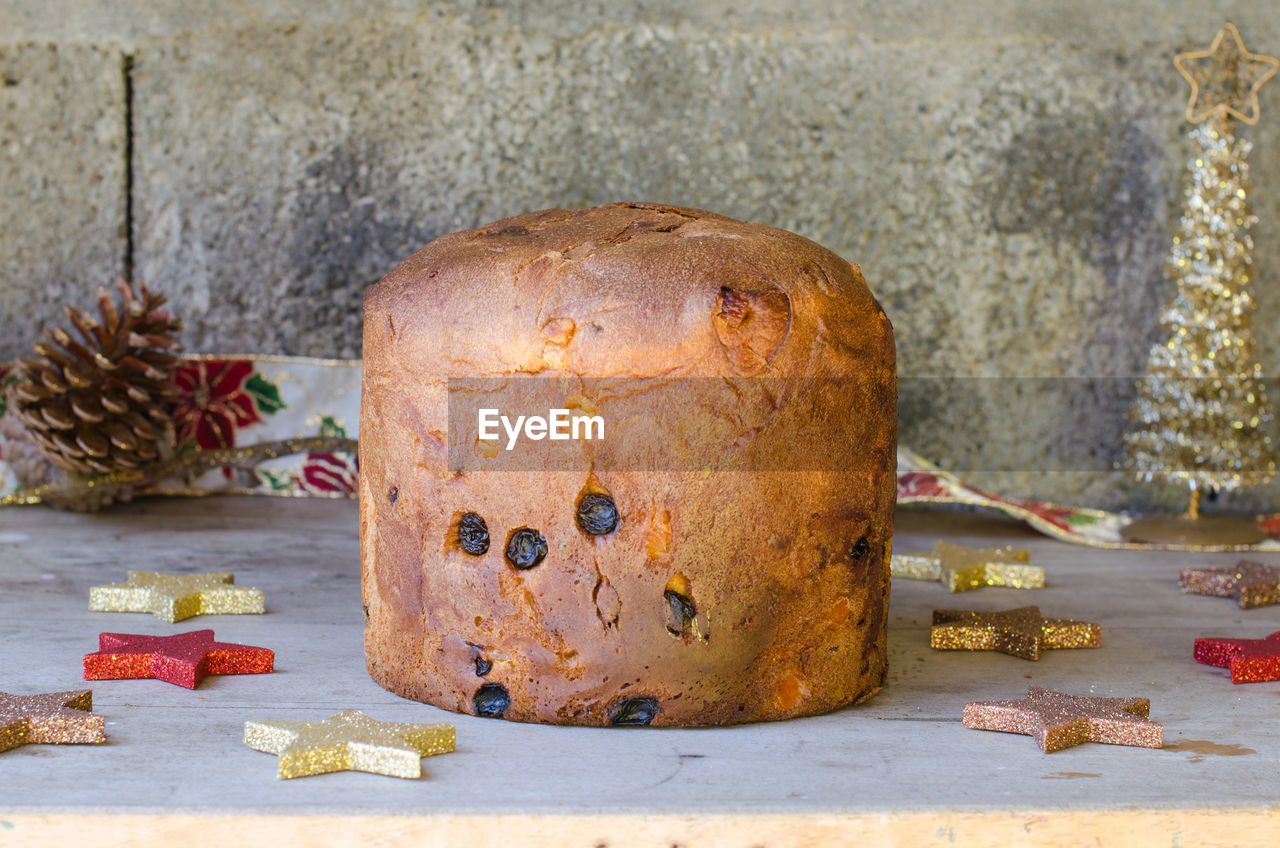 Panettone on table