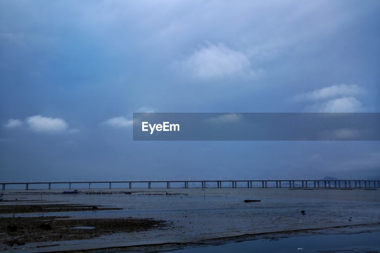 Scenic view of sea against sky during winter