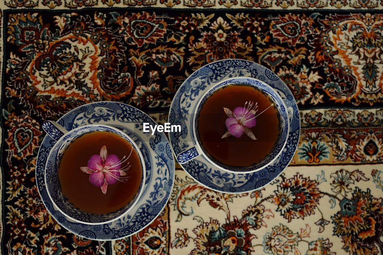 Directly above shot of teas on table
