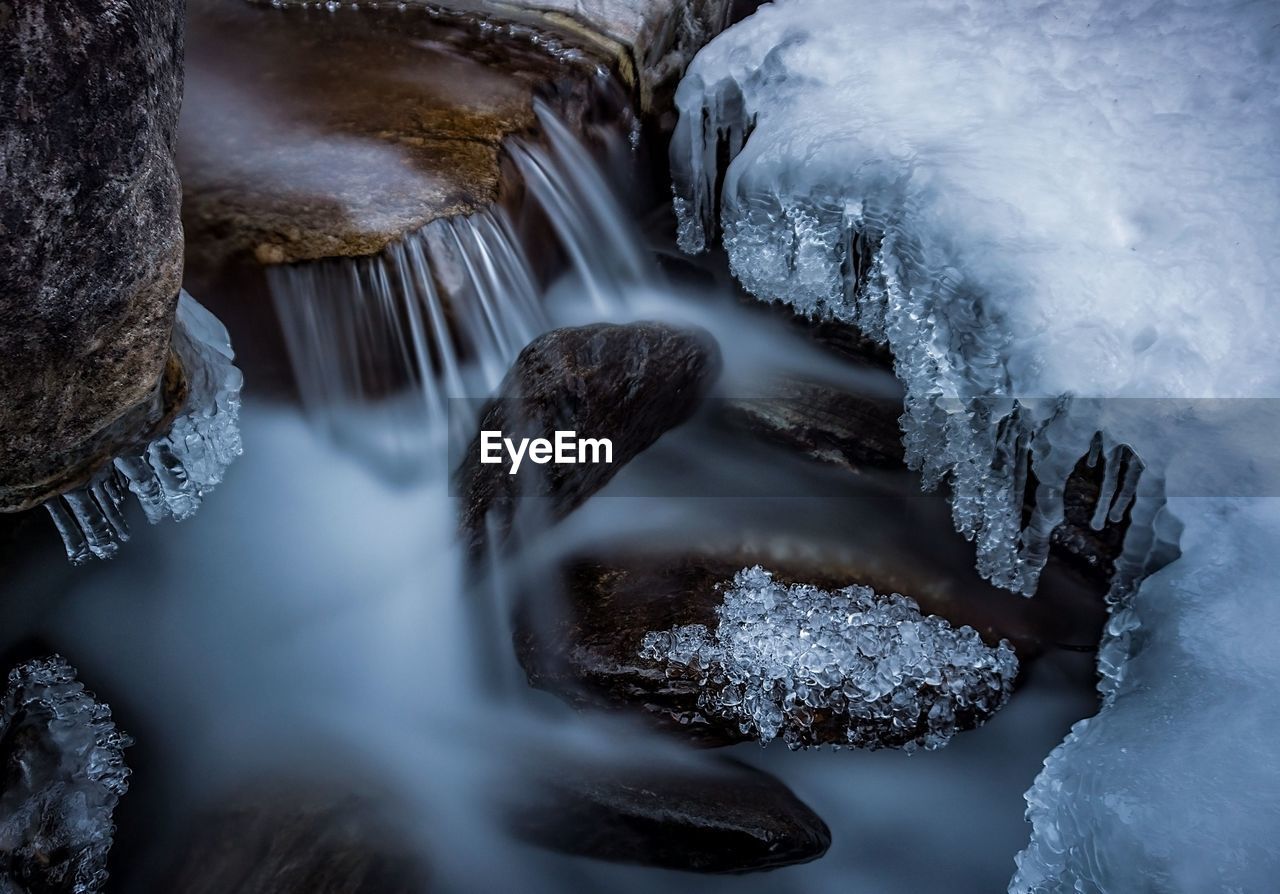 Close-up of frozen waterfall