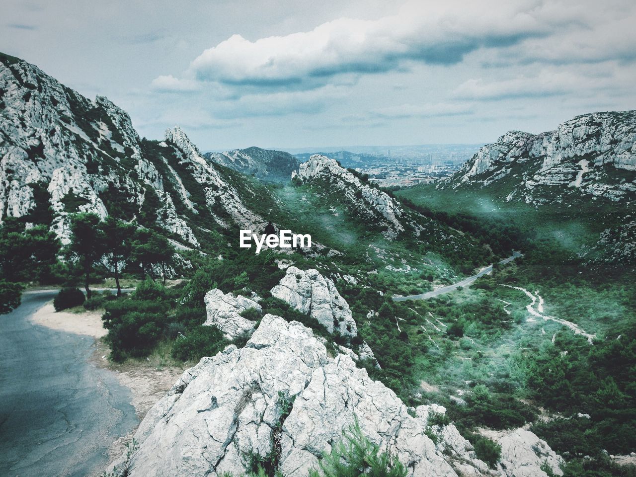 Scenic view of mountains against sky