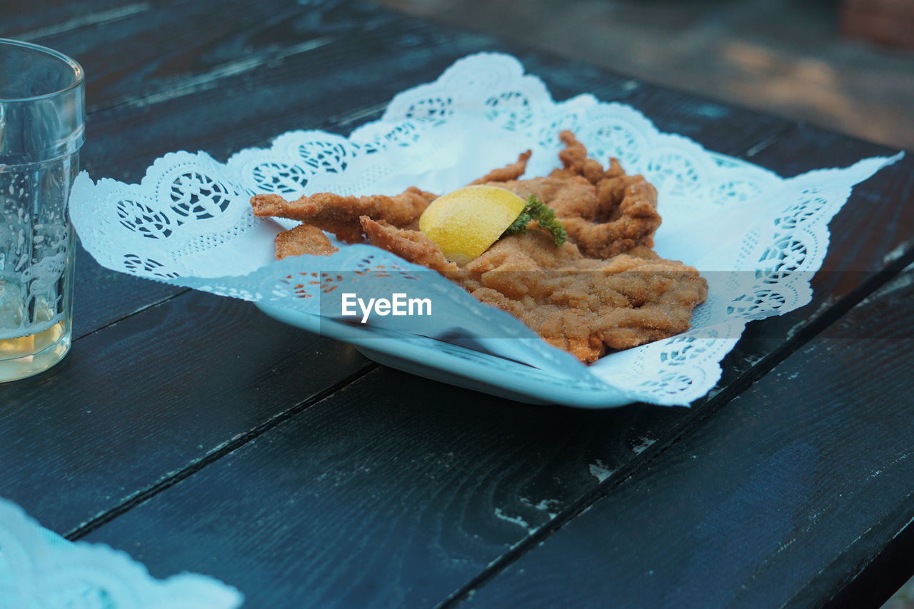 High angle view of food on table