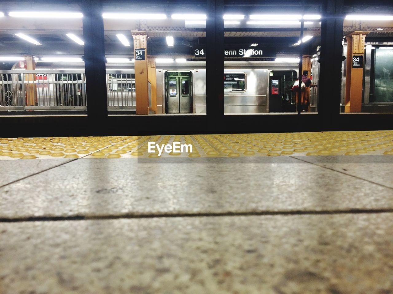 Surface level view of train at subway station