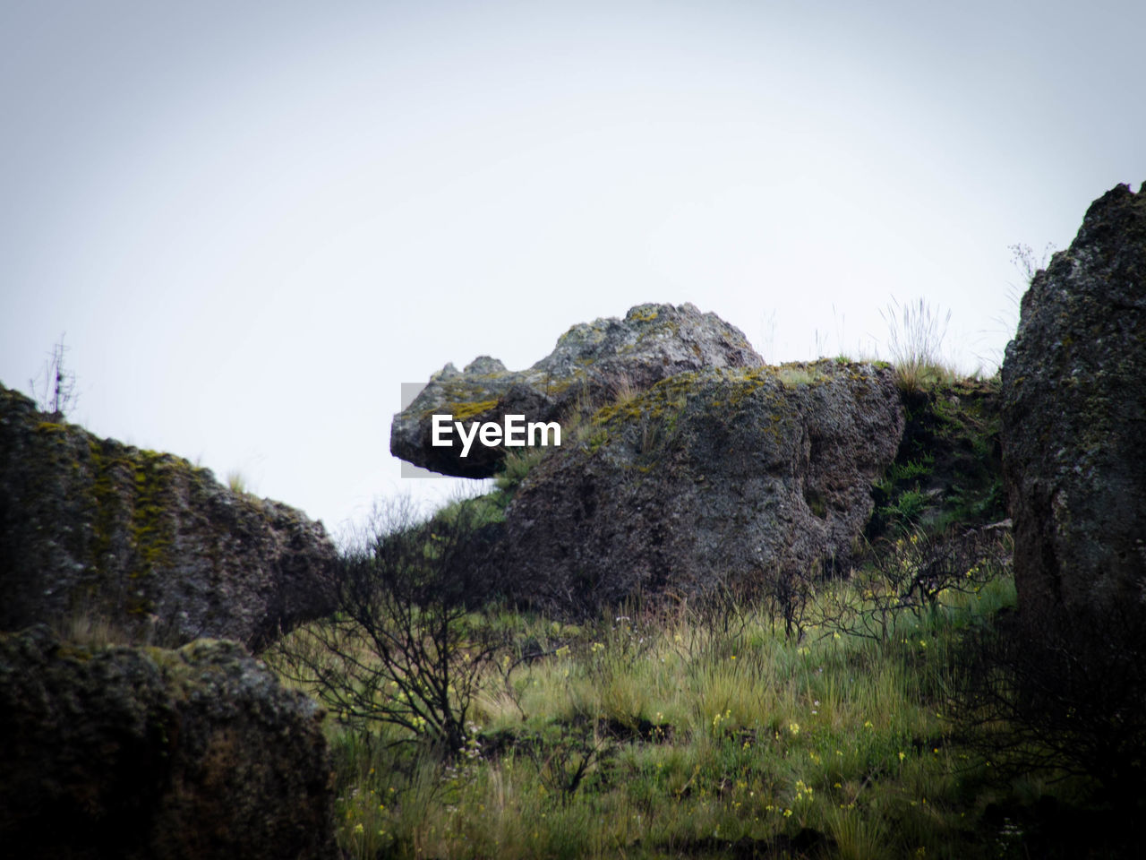 VIEW OF ROCKS AGAINST CLEAR SKY