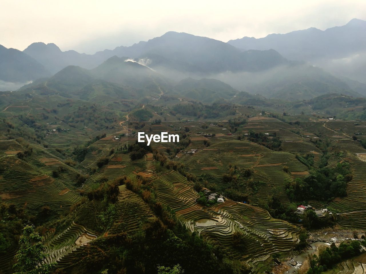 High angle view of landscape against sky