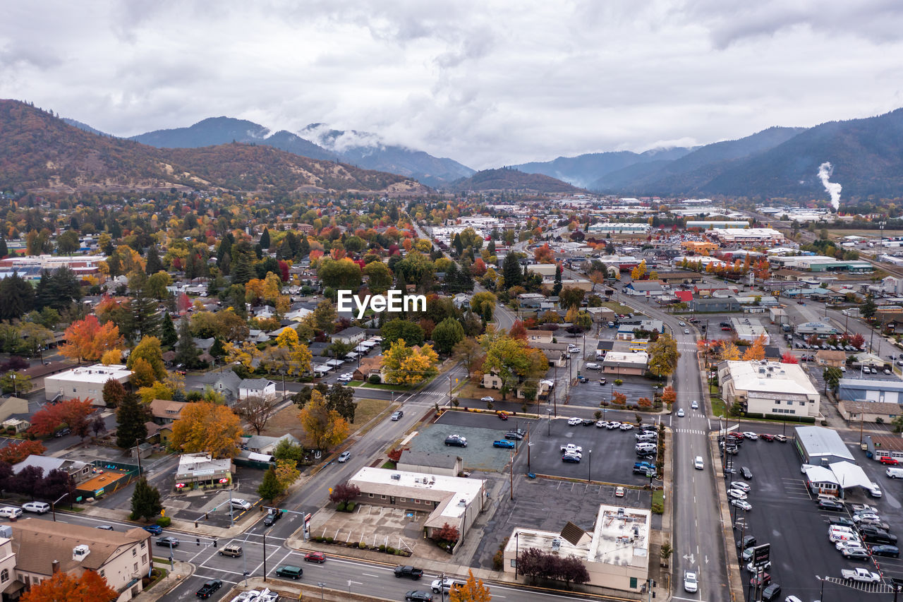 Grants pass, oregon. road leading to the mountains. aerial photo.