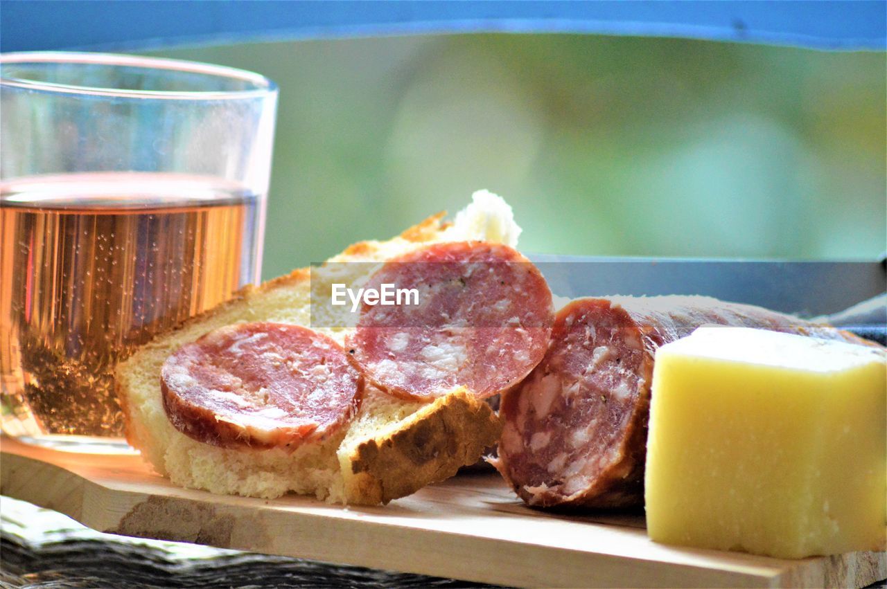 Close-up of breakfast on table