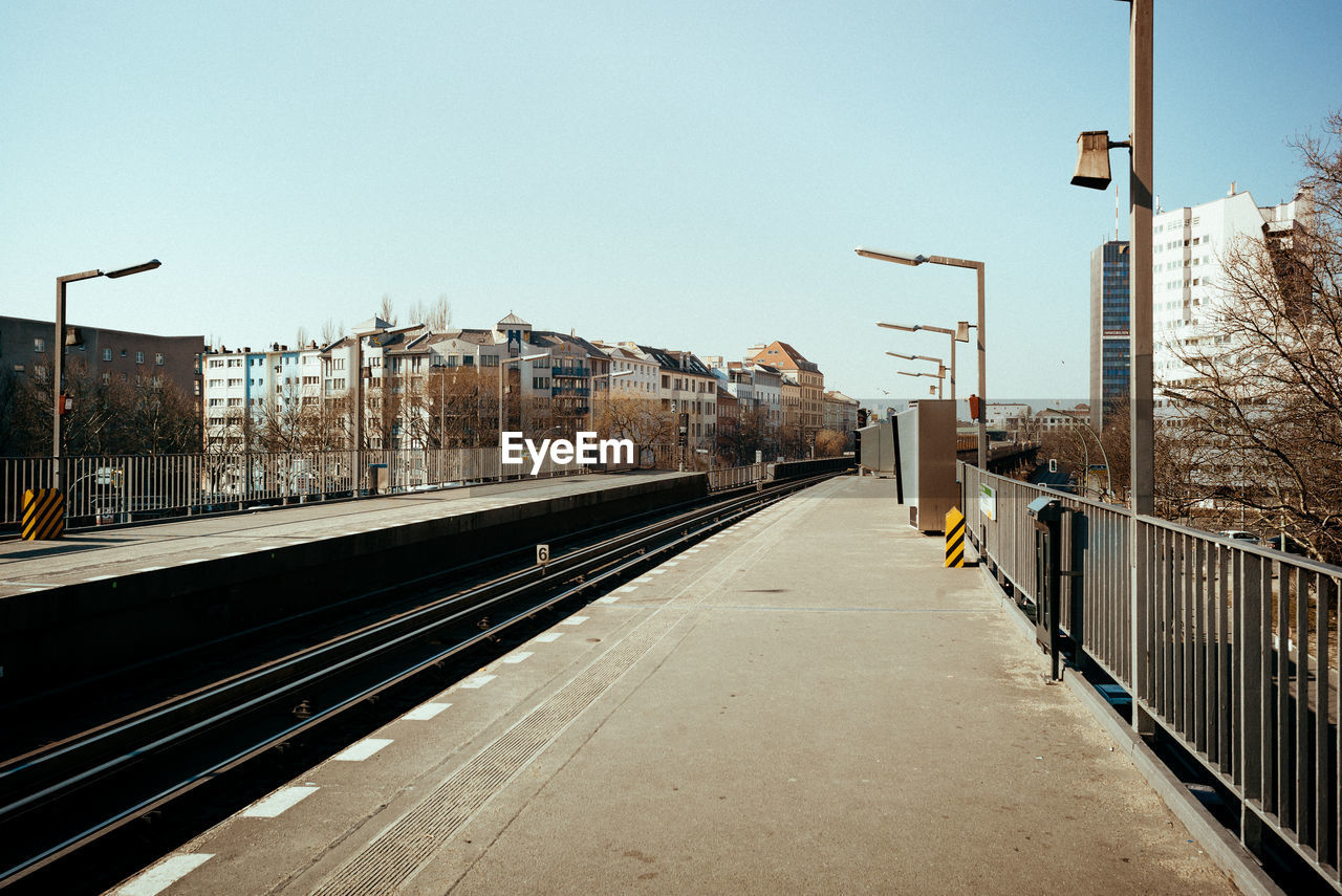 Railroad station platform against sky