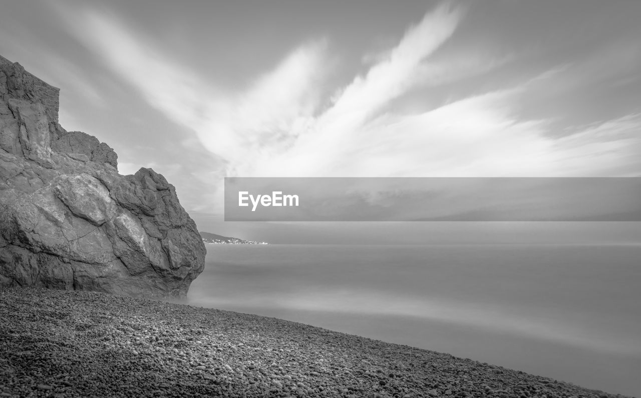 Scenic view of sea against cloudy sky