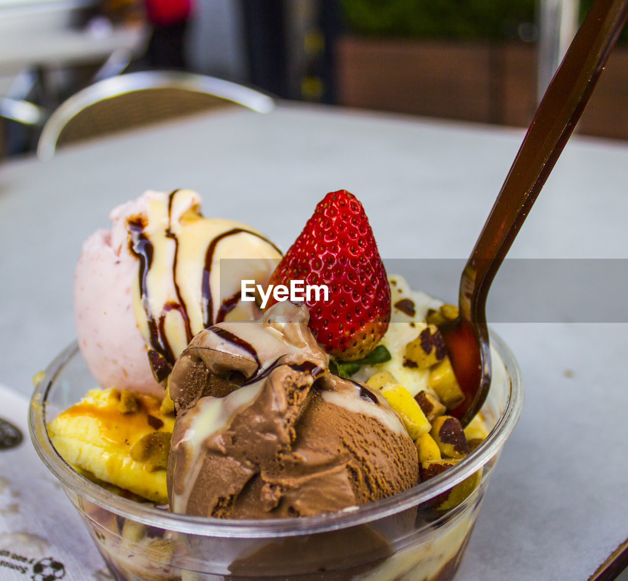 Close-up of fruits in ice cream