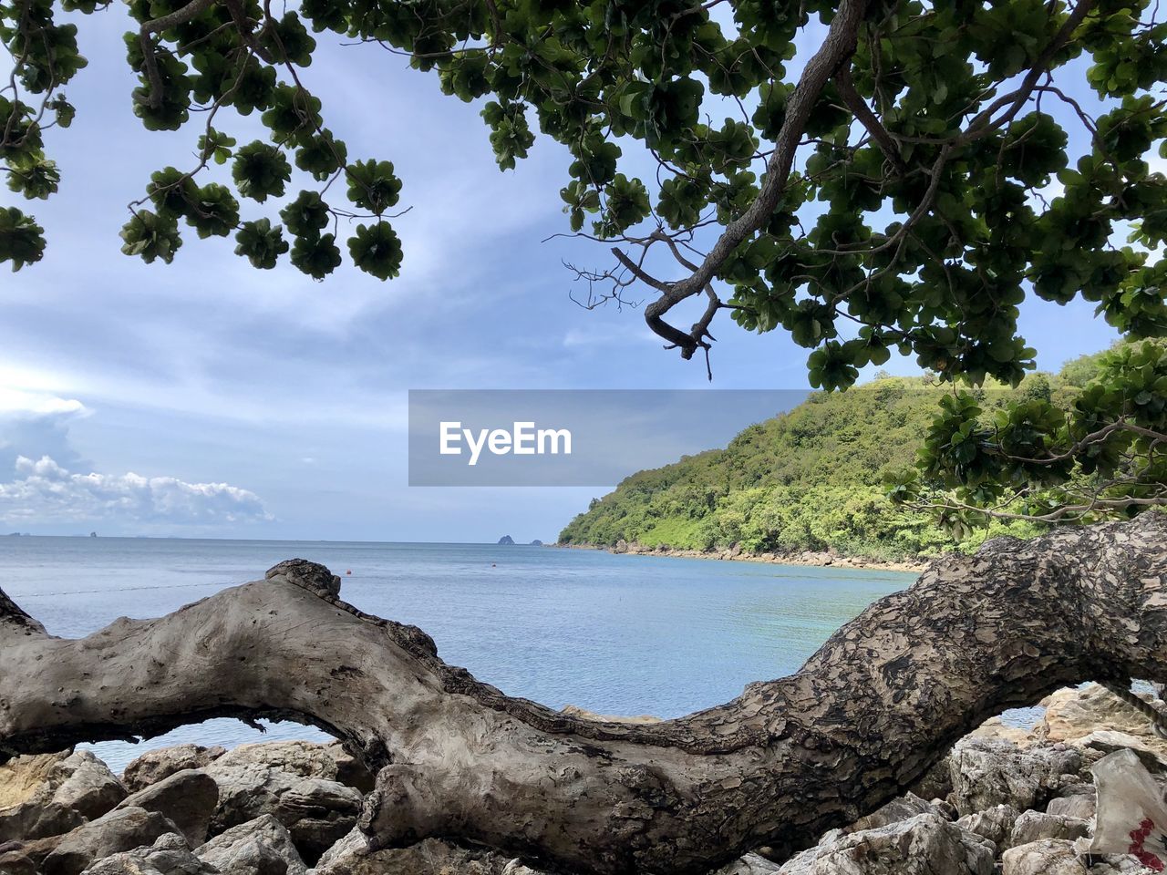 SCENIC VIEW OF ROCKS ON BEACH AGAINST SKY