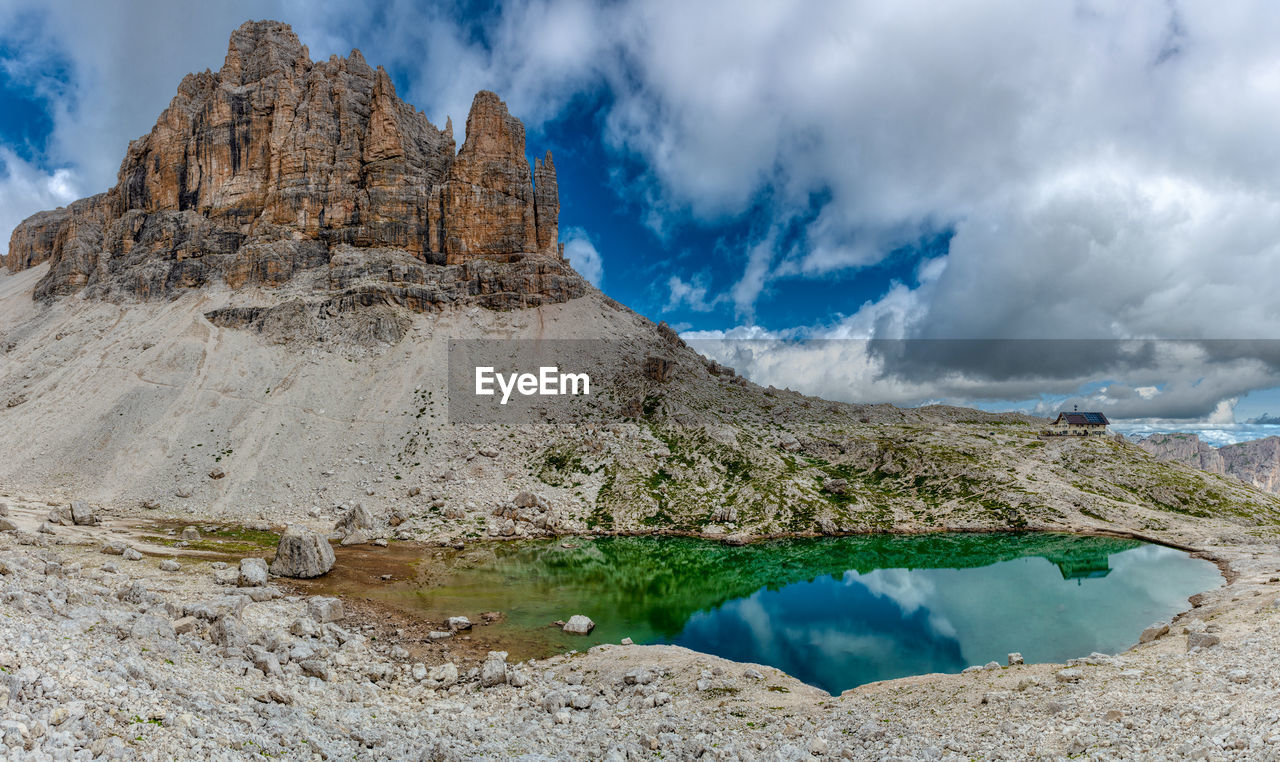 The lake of pisciadu in the sella group, dolomites, trentino-alto adige, italy