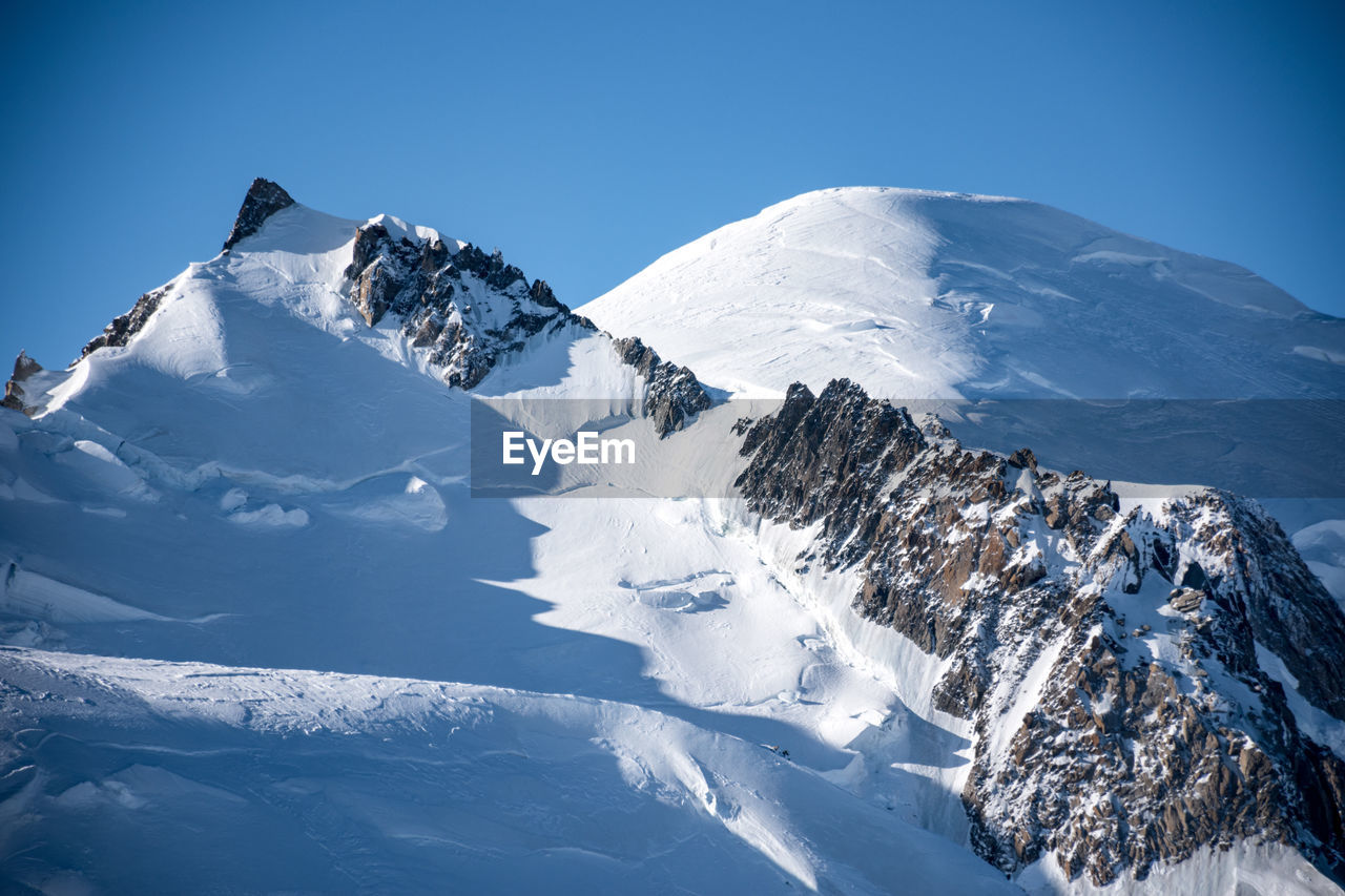 SNOW COVERED MOUNTAINS AGAINST CLEAR BLUE SKY