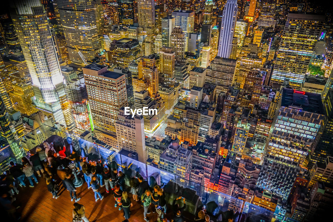 high angle view of city buildings