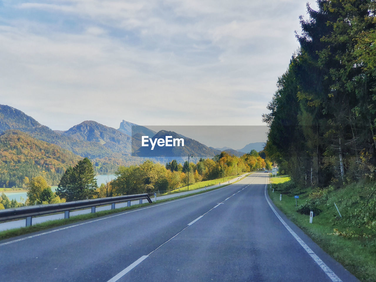European road with mountains view.