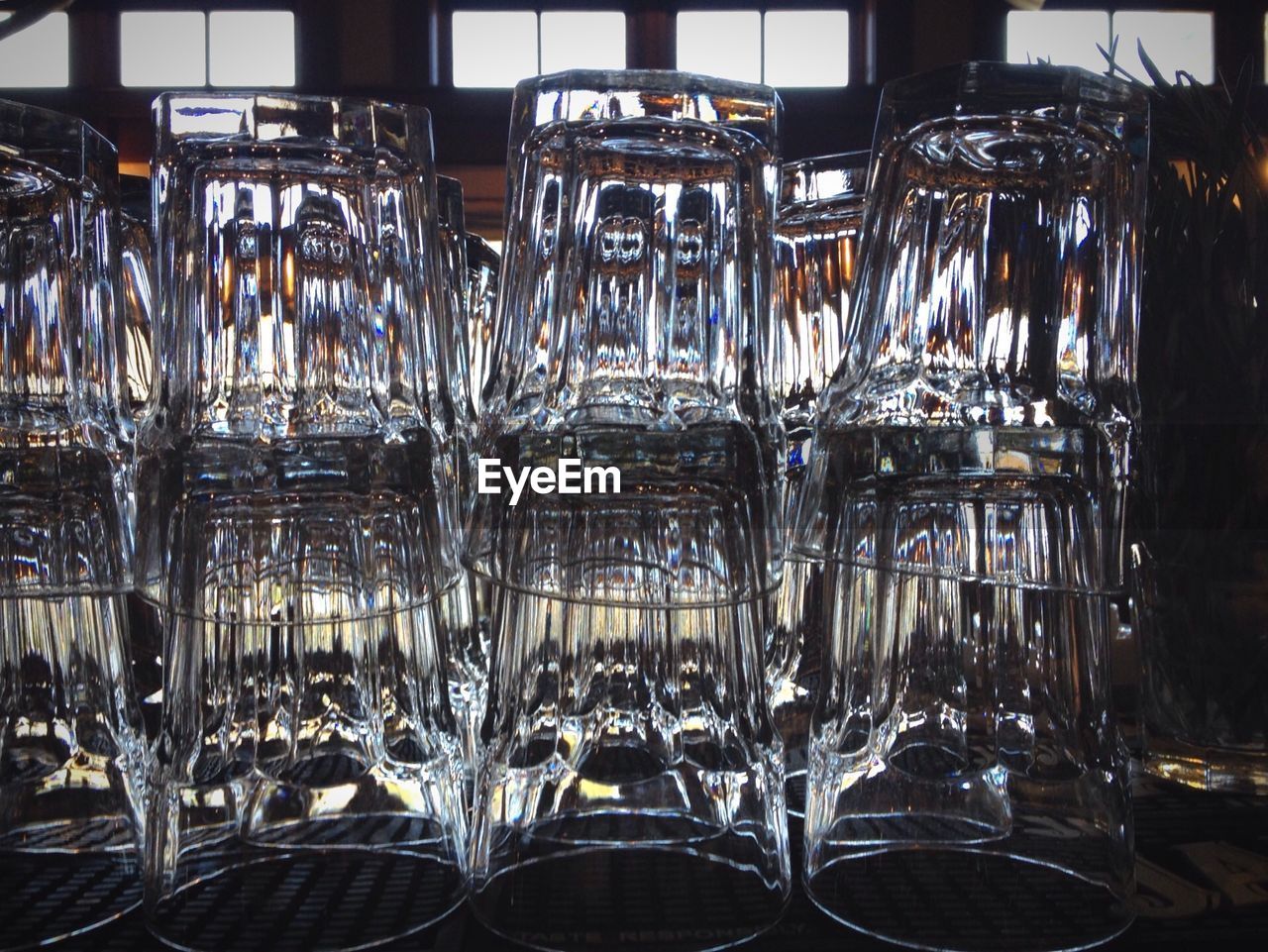 Drinking glasses in restaurant