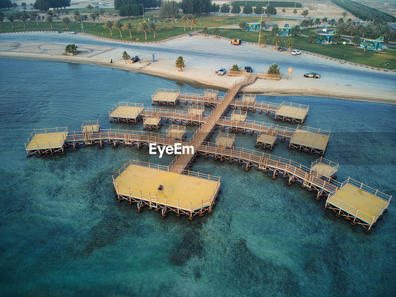 High angle view of boats in sea