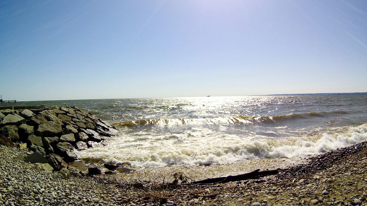 SCENIC VIEW OF SEA AGAINST CLEAR SKY