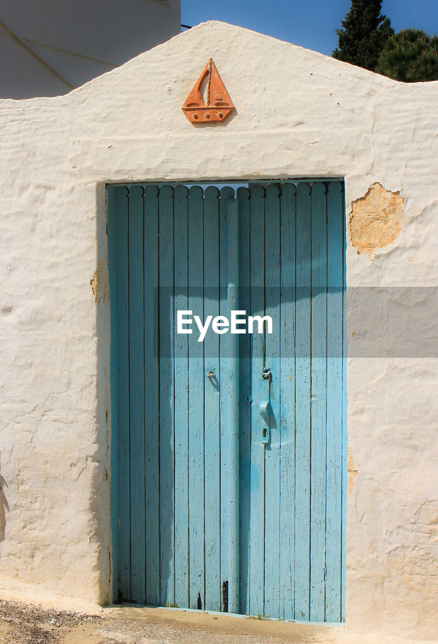 Closed door of old building