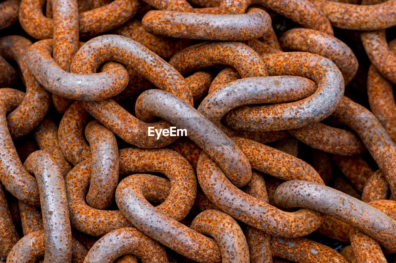 Full frame shot of rusty metal chain