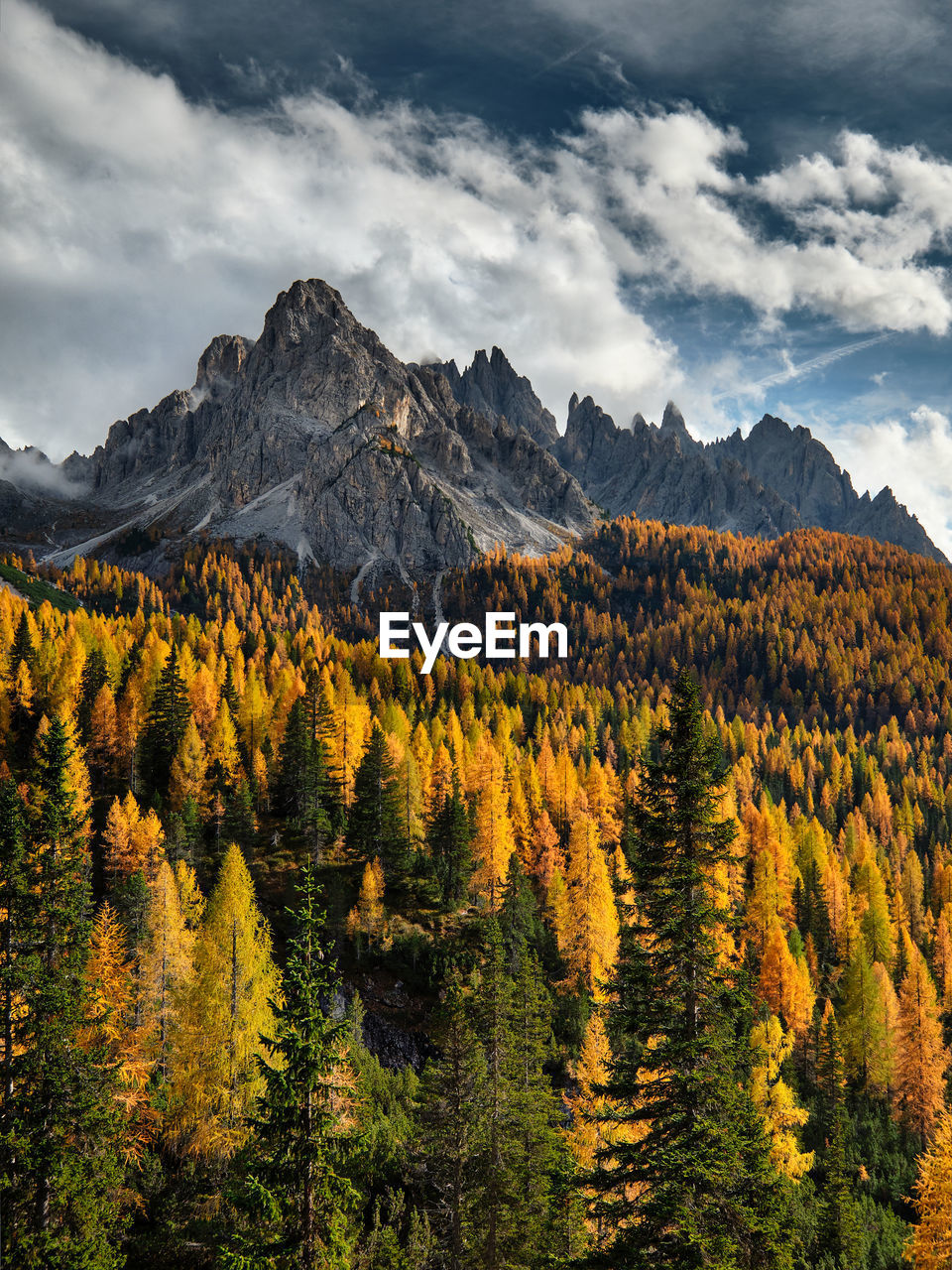 Scenic view of mountains against sky during autumn