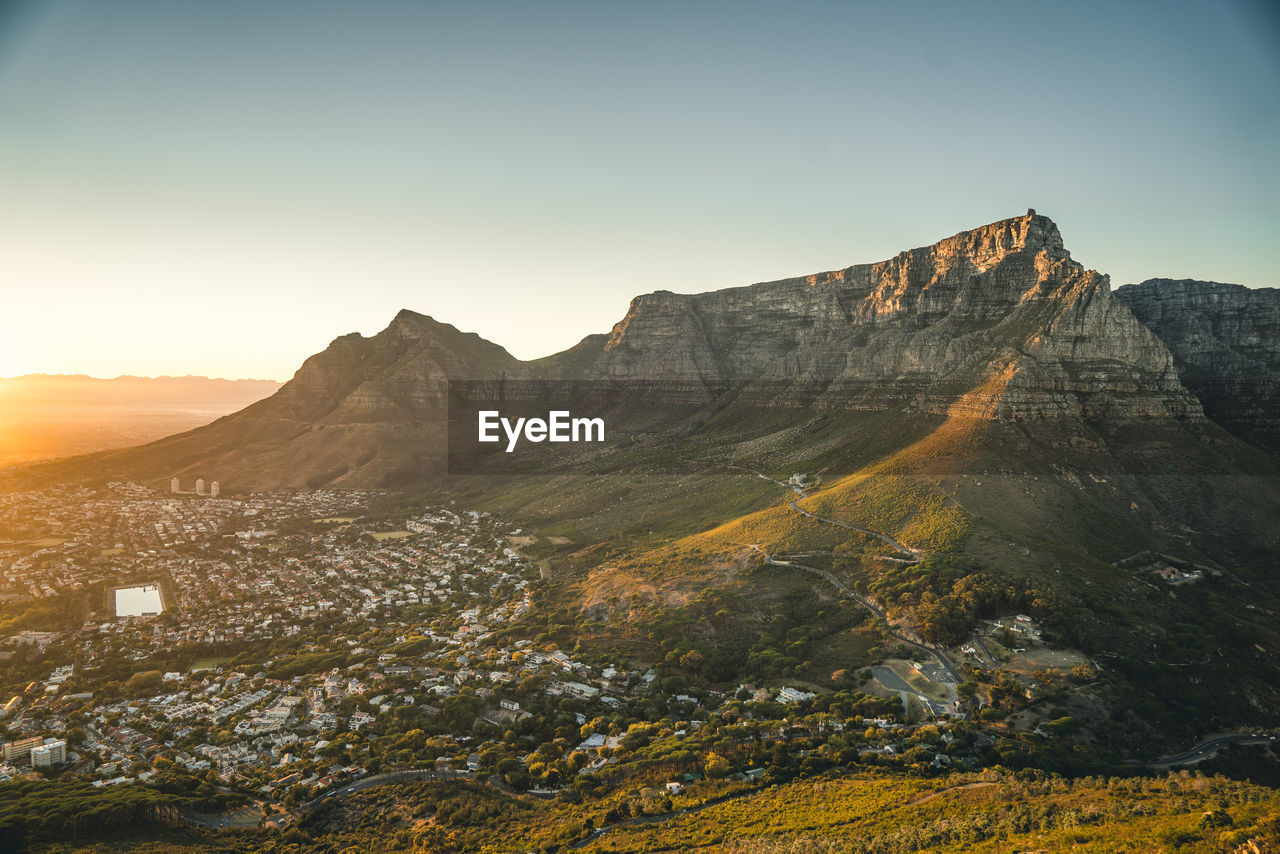 Scenic view of mountains against clear sky