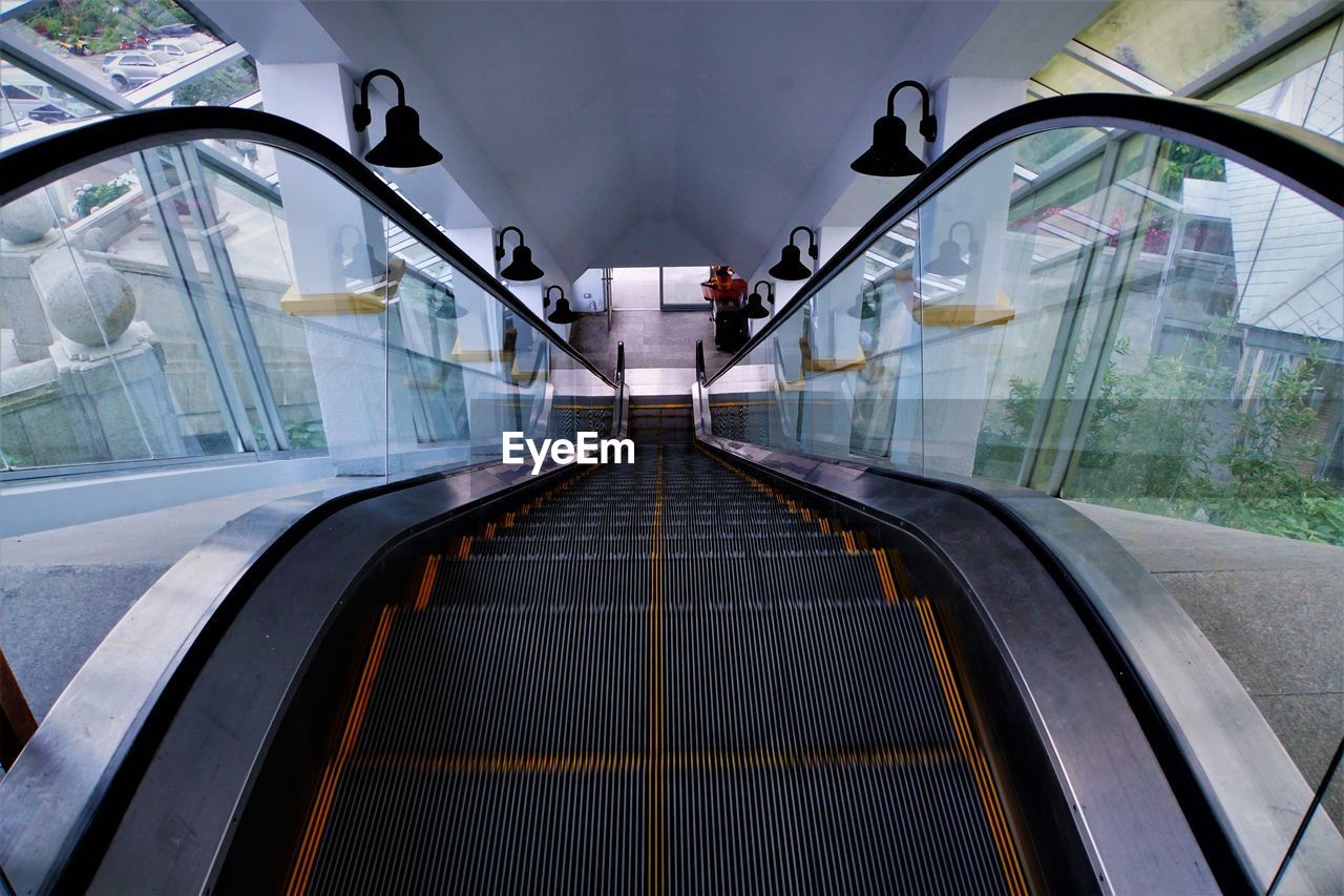 High angle view of escalator