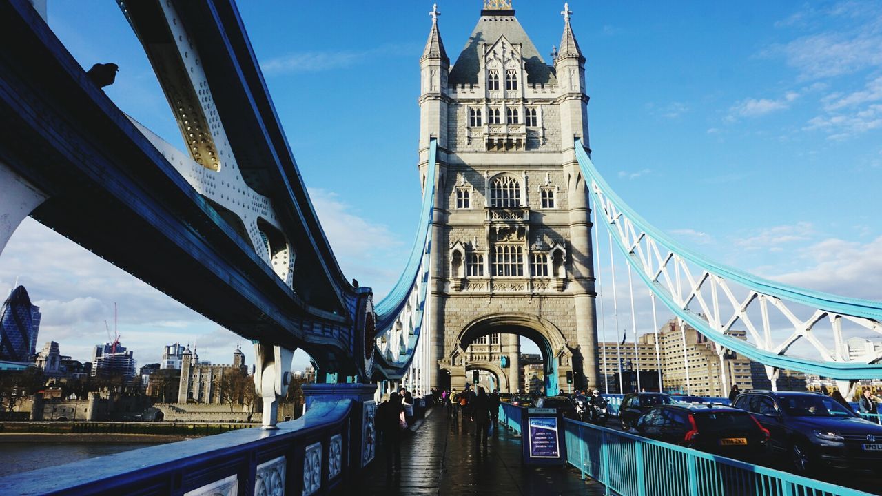 People walking on road bridge