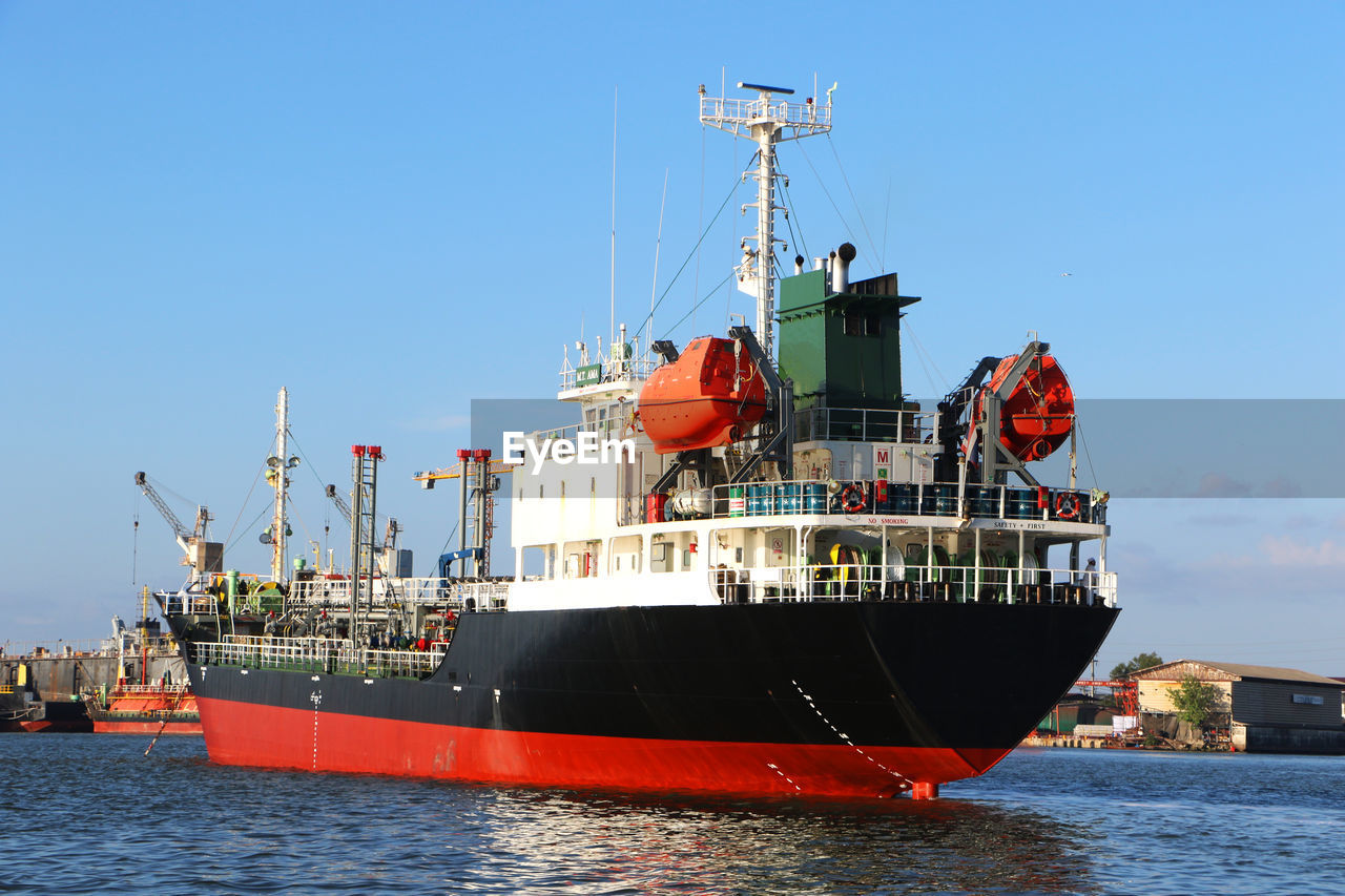 View of ship in sea against sky