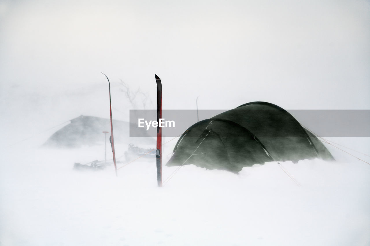 Tents at winter, sarek national park, lapland, sweden