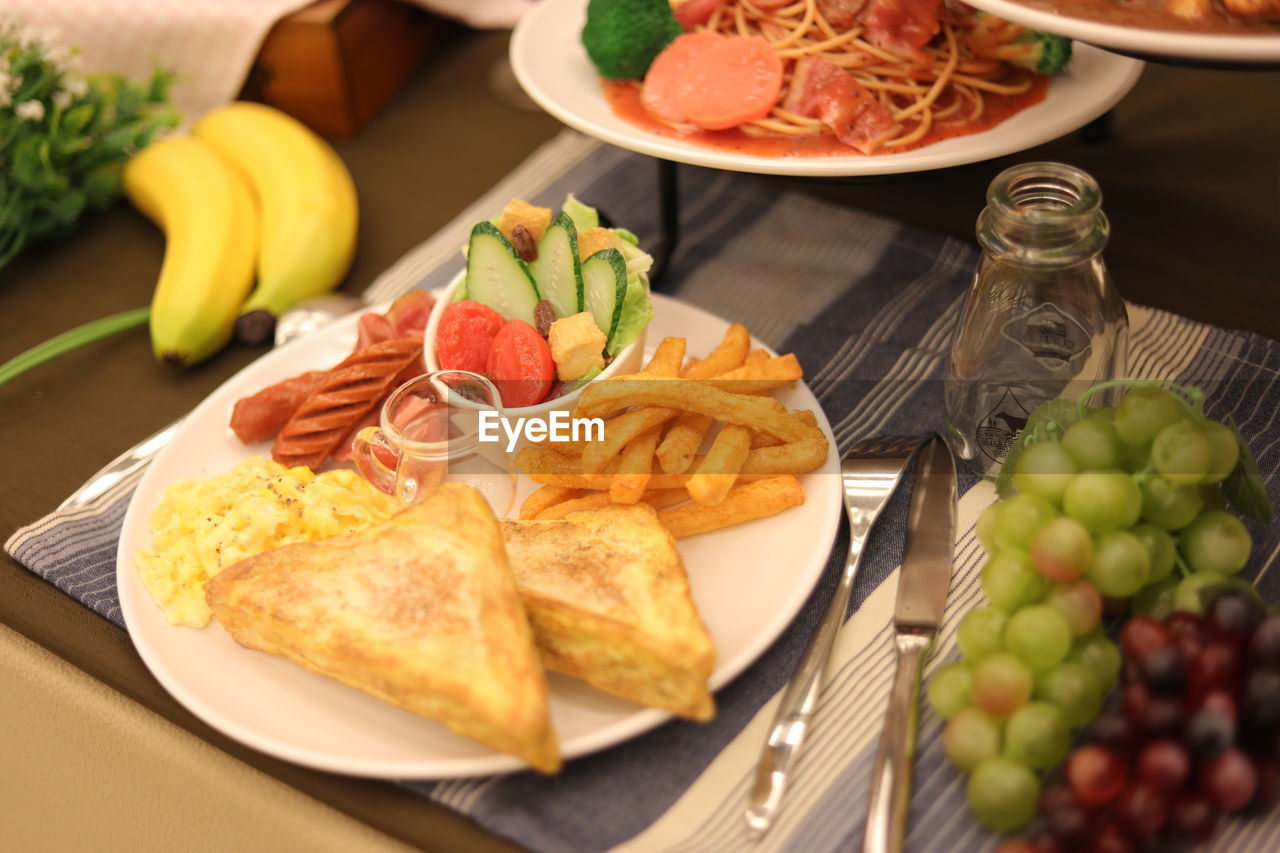 Close-up of food in plate on table