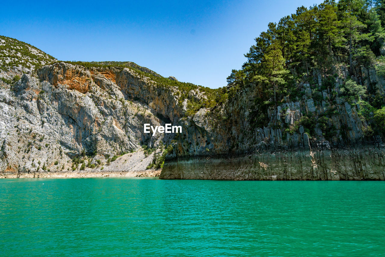 scenic view of sea against clear sky