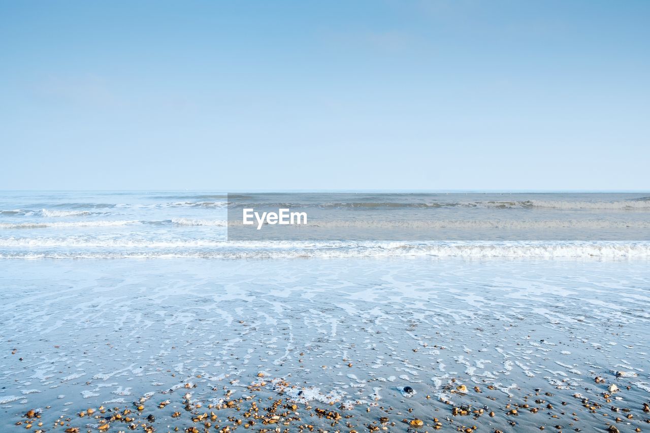 Scenic view of sea against clear sky