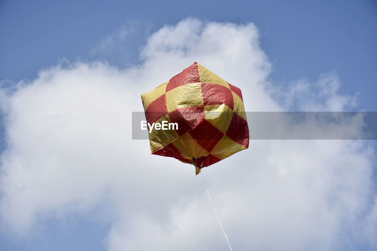 Hot air balloon, floated in the clear blue sky, for fortune in the north of thailand