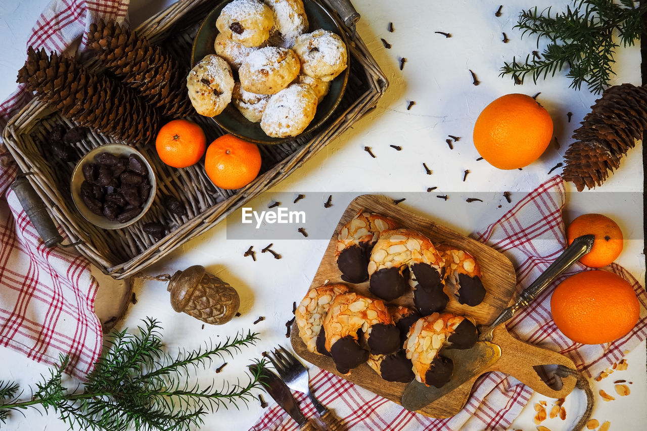 High angle view of food on table