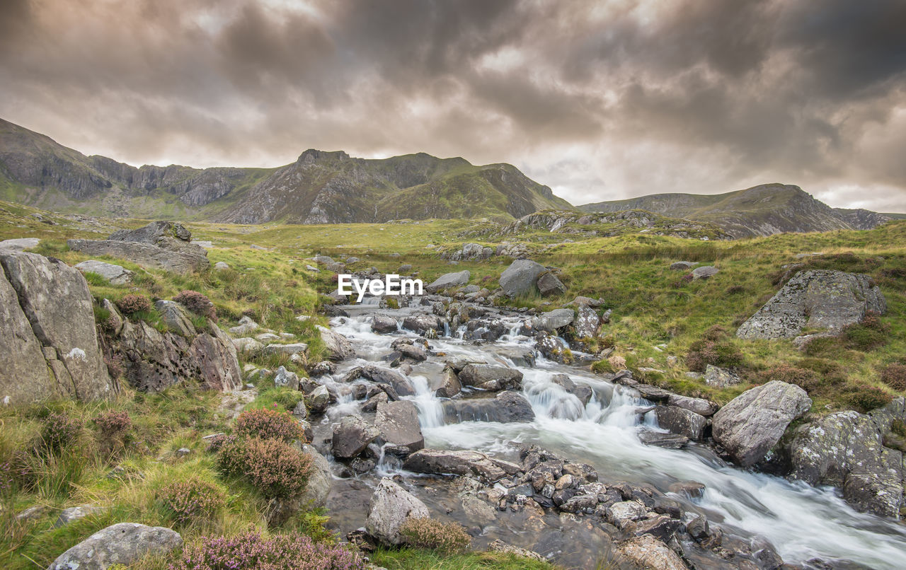 SCENIC VIEW OF WATER FLOWING THROUGH ROCKS