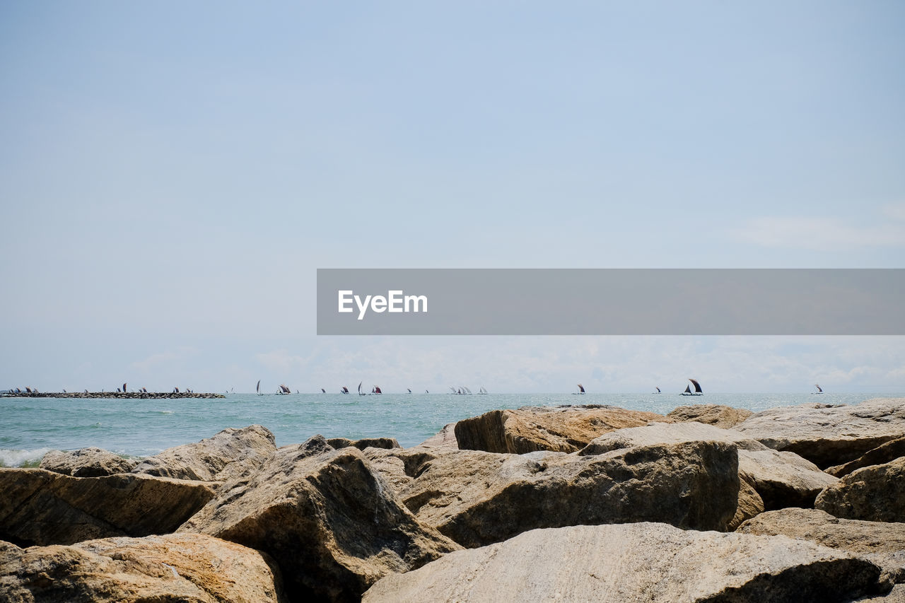 Scenic view of sea against clear sky