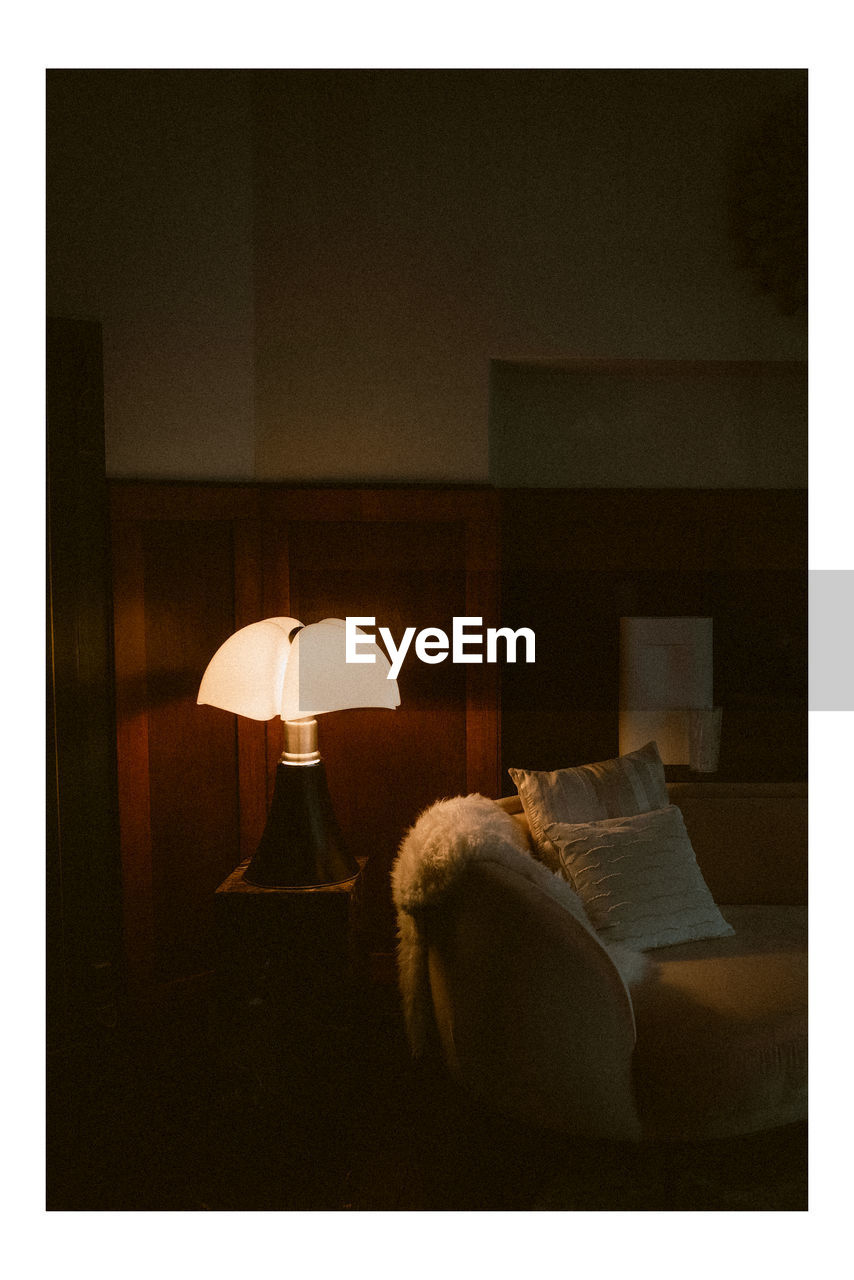 art, indoors, furniture, auto post production filter, transfer print, domestic room, lamp, home interior, electric lamp, lighting, lampshade, brown, lighting equipment, umbrella, no people, relaxation, bedroom, lifestyles