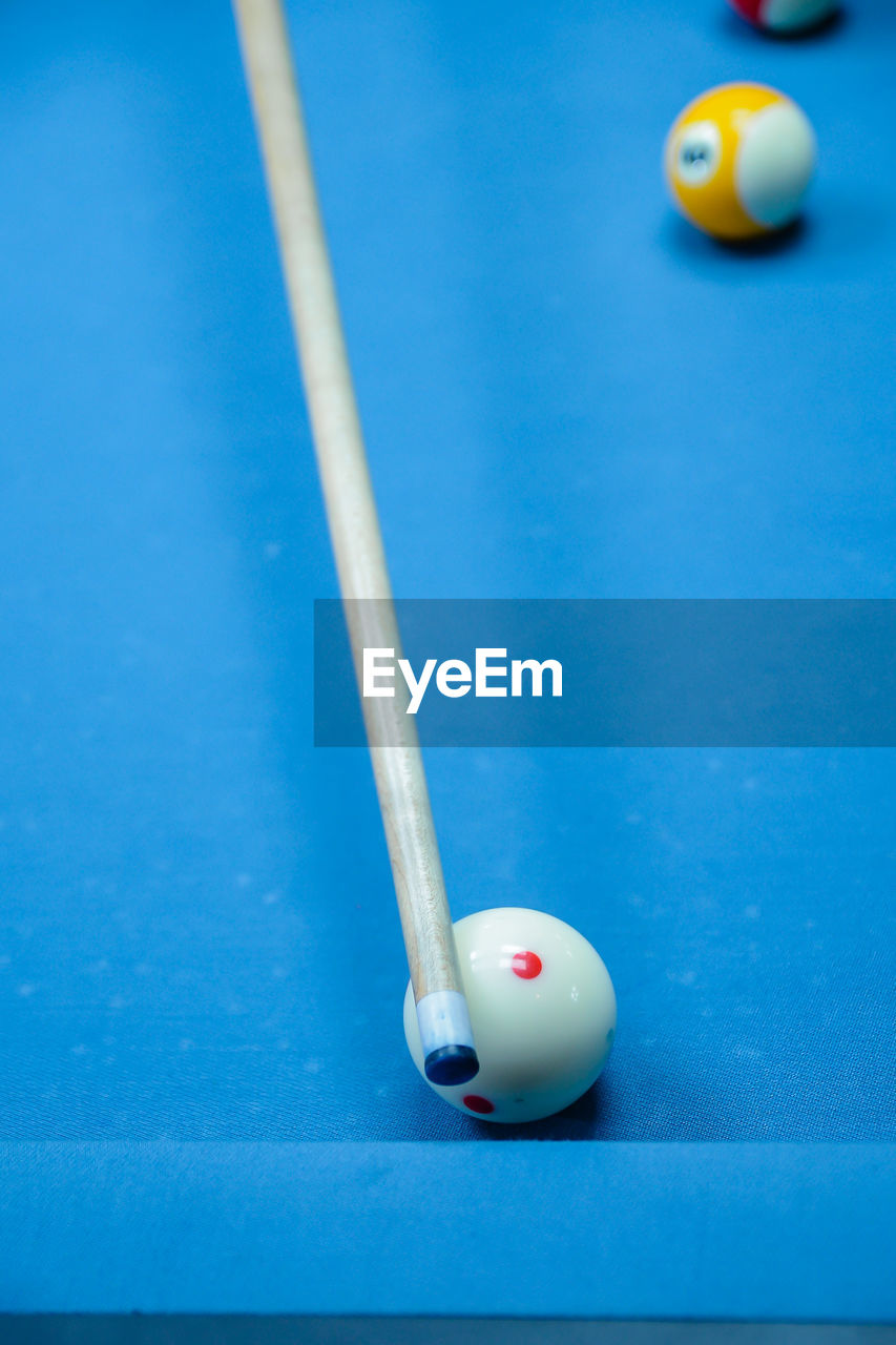 close-up of pool ball on table