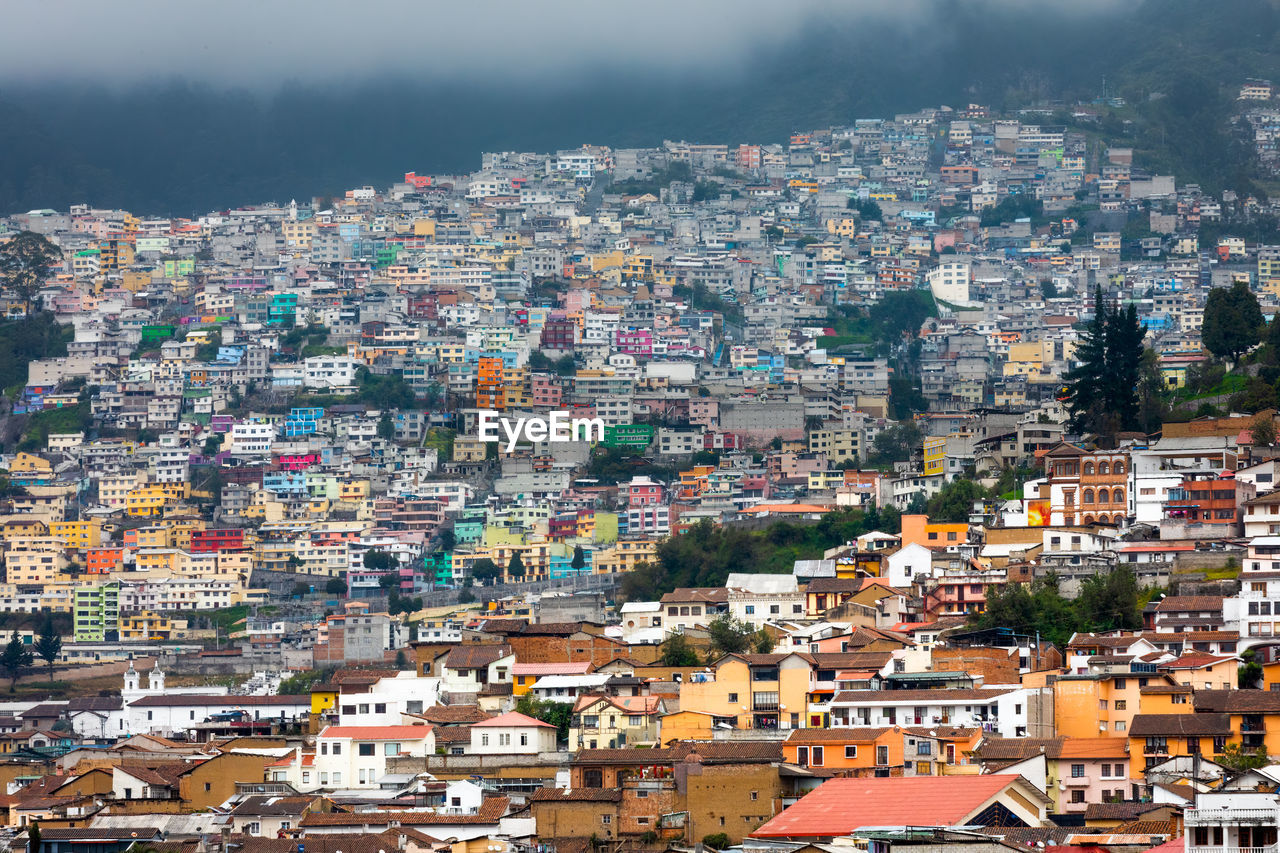 High angle view of townscape against sky