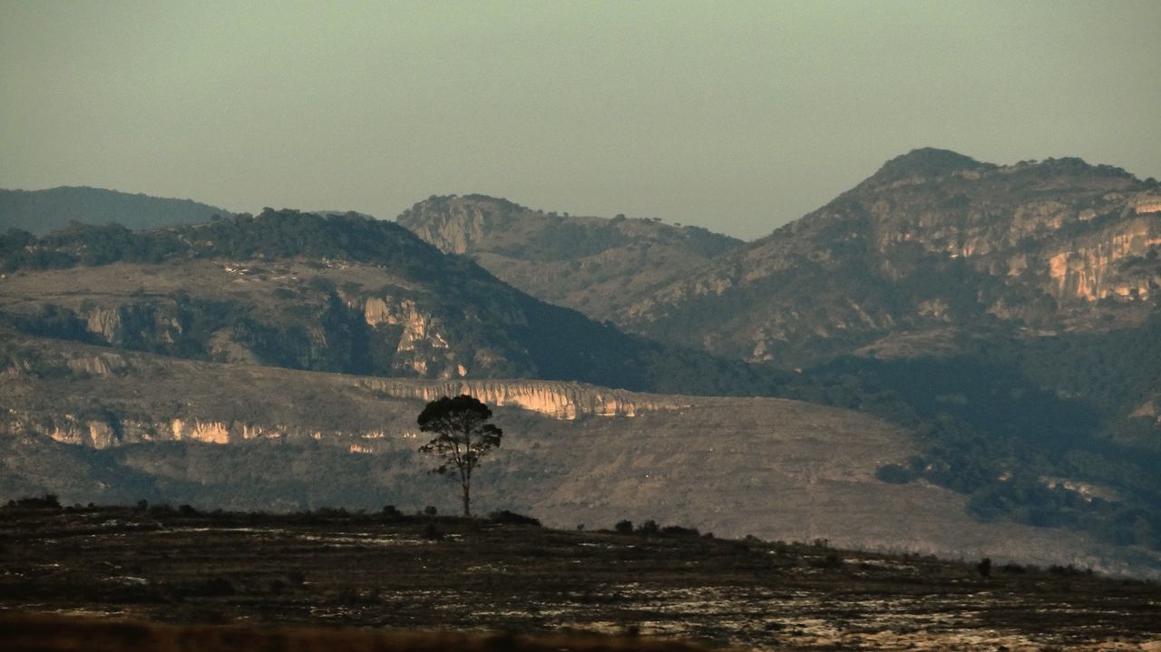 Scenic view of mountains against sky