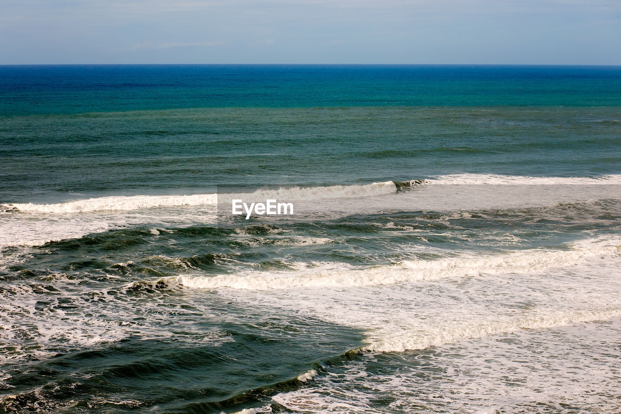 SCENIC VIEW OF SEA SHORE AGAINST SKY