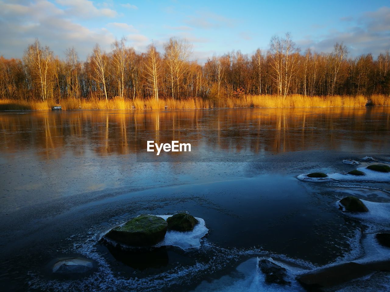 Scenic view of lake against sky