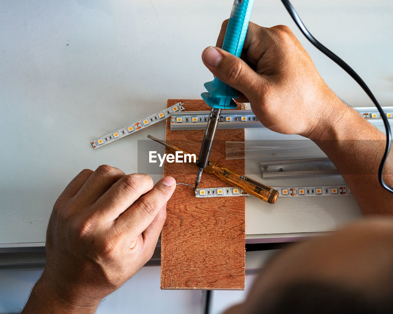 Soldering or welding led strips for electronics jobs. making connections for a led strip.